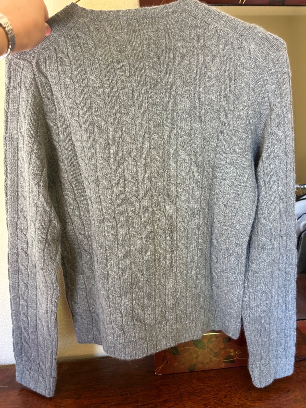 J.Crew Cable Knit Cardigan Angora Cashmere Blend Grey Size S - Picture 5 of 5